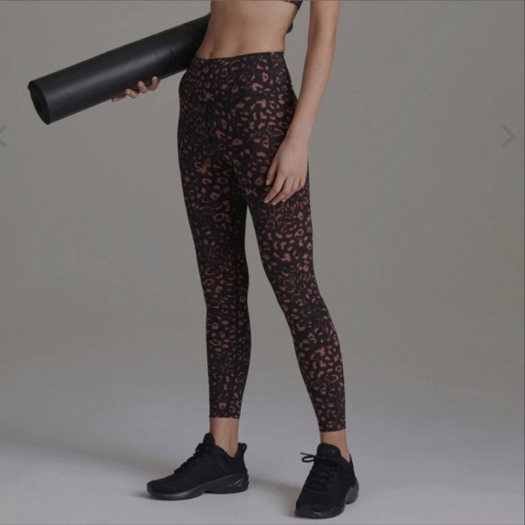 VARLEY Luna High Rise 7/8 textured animal print black brown orange size Medium - Picture 2 of 8